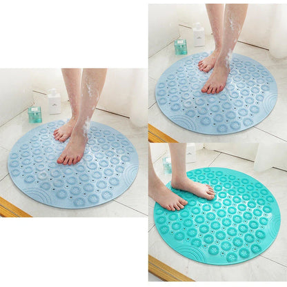 Textured Surface Round Shower Mat with Massage Texture, Non-Slip Suction Cups, and Drainage Holes for Kiwi Bathrooms