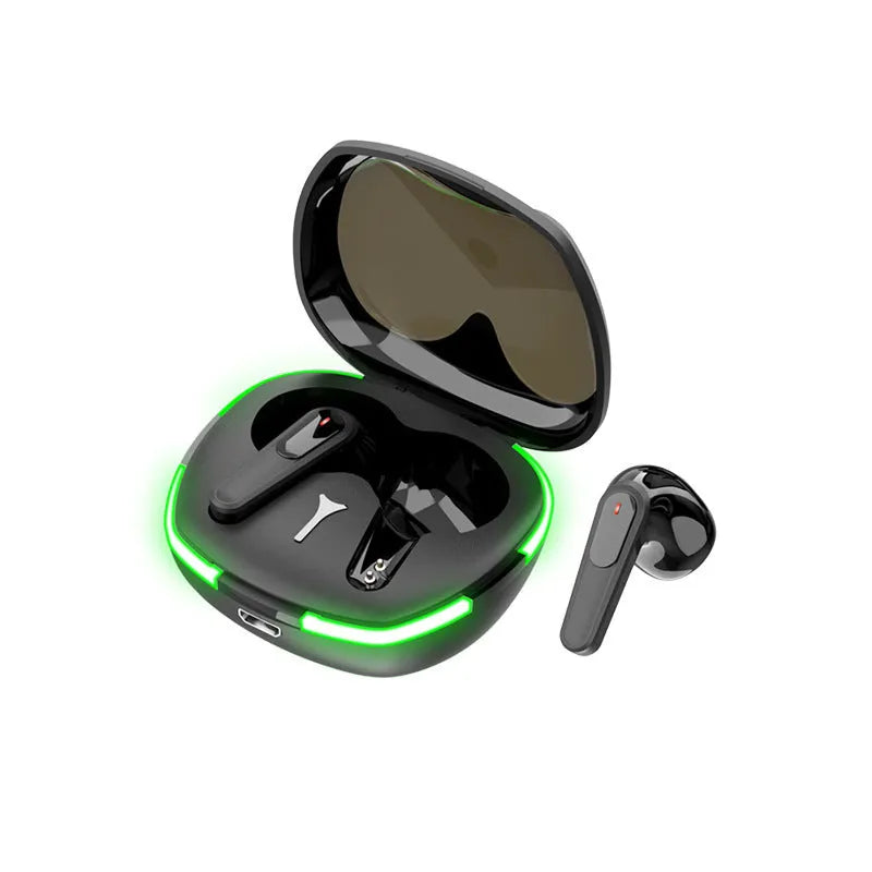 Black Pro60 Bluetooth wireless headset with half-in-ear design and matte finish charging case