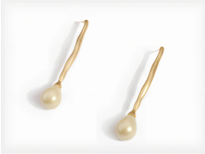 Simple gold alloy pearl earrings with 6mm cultured pearls and butterfly clasp