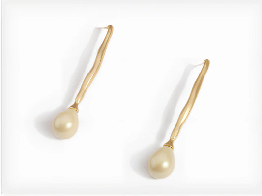 Simple gold alloy pearl earrings with 6mm cultured pearls and butterfly clasp