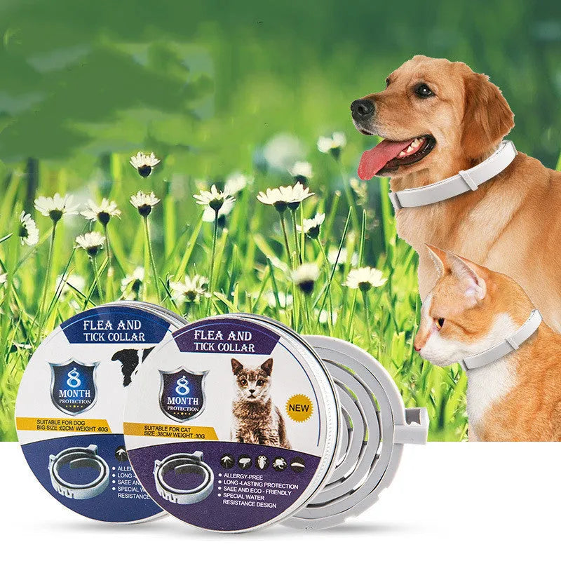 Pet anti-mosquito collar for cats and dogs – adjustable, waterproof, natural plant extract insect repellent