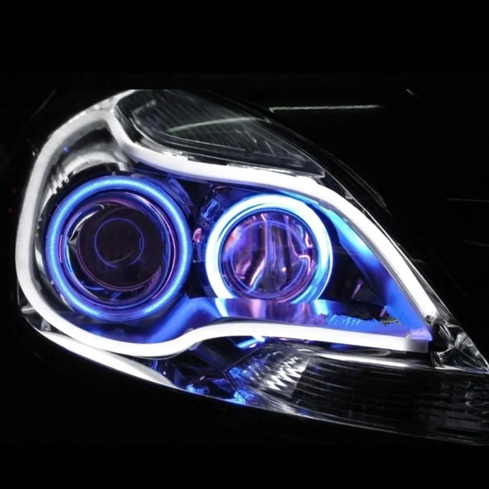 2Pcs flexible car soft tube LED strip light angel eye DRL daytime running headlight lamp 45cm 60cm