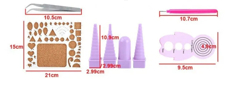 Art beginner paper craft kit with gradient paper strips 39cm and quilling tools in storage box