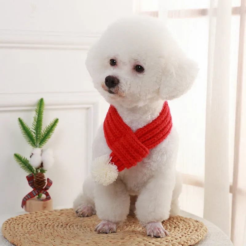 Polyester dog scarf in red for small to medium dogs, available in sizes S M L