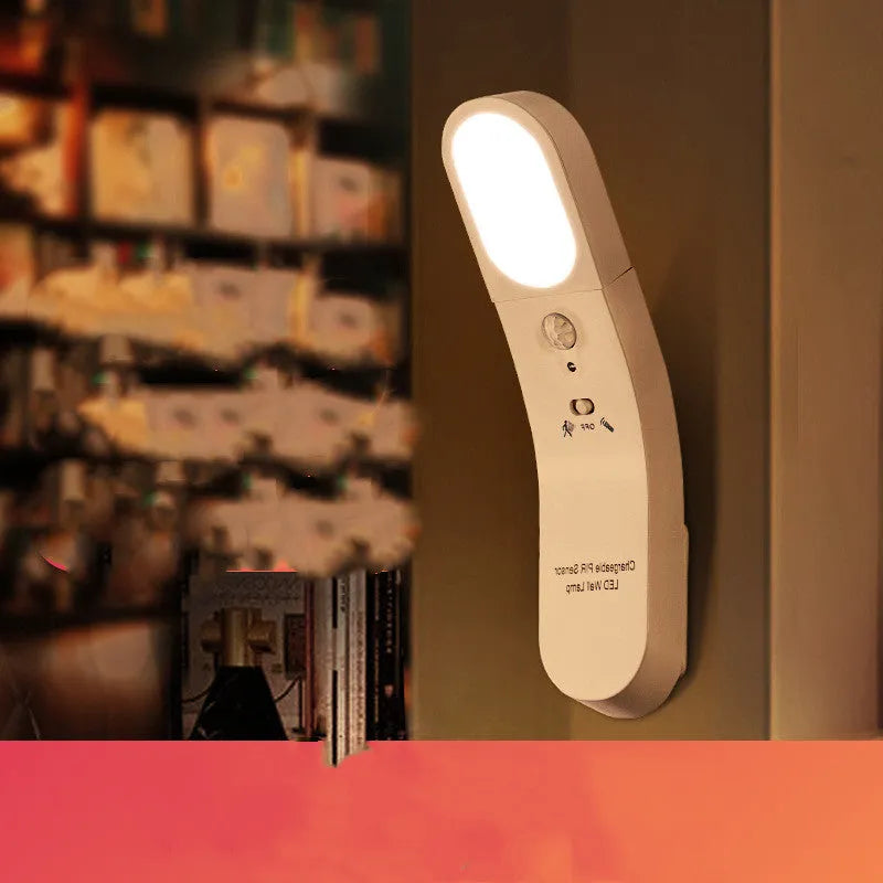 USB human body night light with LED lamp, PC lampshade, inductive switch, 195x44x60 mm, black/white, 3000k/6500k
