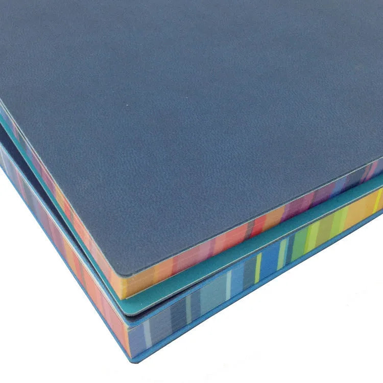 A5 PU leather cover notebook with rainbow side edge, 140x204mm, 96 sheets, lock line binding