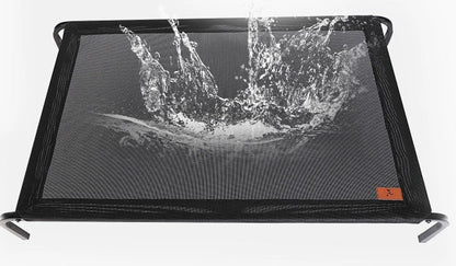 Removable and washable pet bed with steel frame and Teslin mesh in black