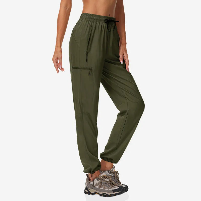 Women's quick-dry thin summer outdoor hiking pants solid colour chemical fibre blend