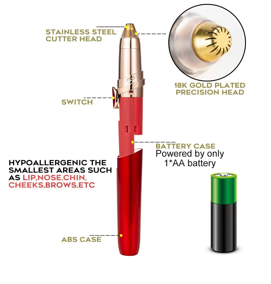 Multifunction second-generation eyebrow trimmer in white, black, and red with compact box