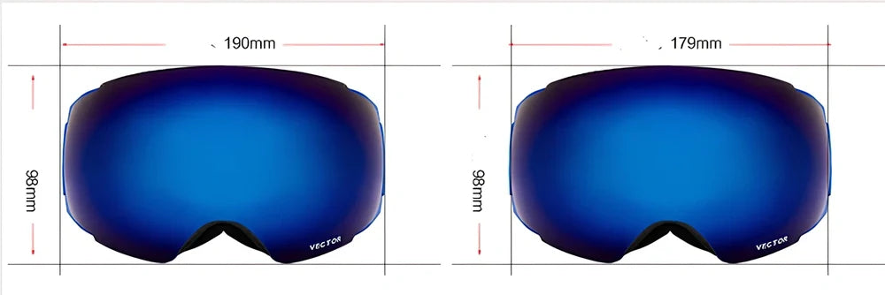 Compass blue ski goggles with double-layer anti-fog spherical lenses and magnetic attachments for men and women