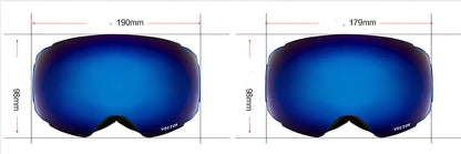Compass blue ski goggles with double-layer anti-fog spherical lenses and magnetic attachments for men and women