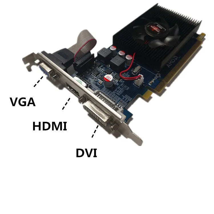 AMD H7450 high definition desktop independent graphics card with 2GB DDR3 memory in black
