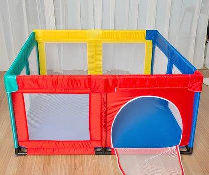 145x145cm baby crawling mat with colourful 5.5cm PE balls and toddler fence enclosure