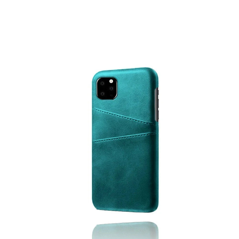 Apple-compatible phone case with dual card slots in geometric design