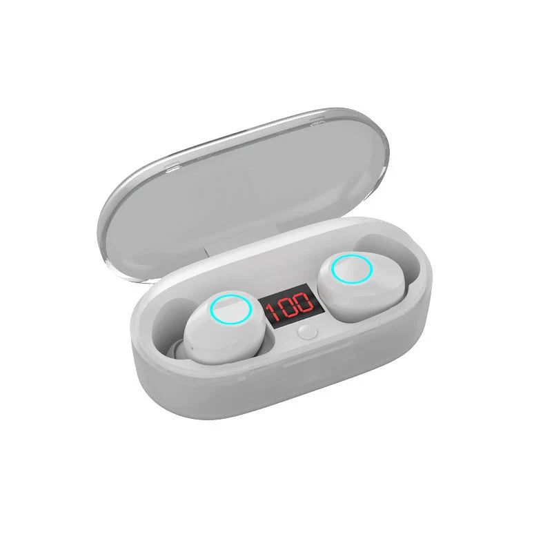 J29Tws Bluetooth headset in red, blue, black, and white with charging case