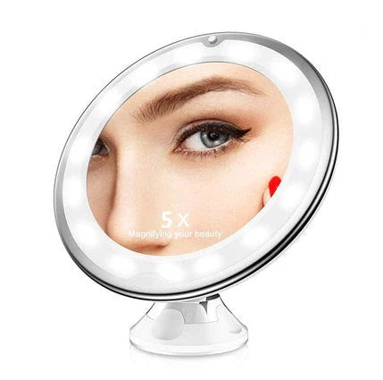 360 Swivel 10x Magnifying Bright LED Lighted Makeup Mirror with adjustable gooseneck