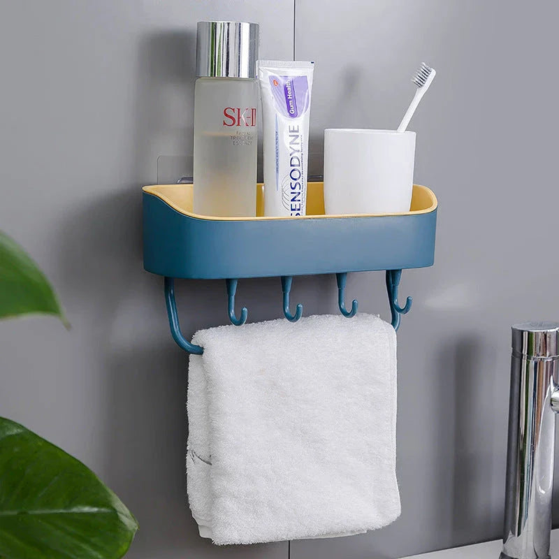 Simple punch-free bathroom wall mount rack in multiple colours