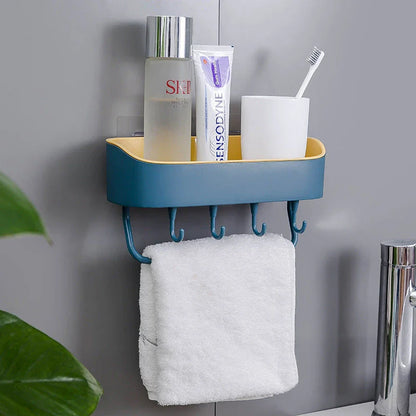 Simple punch-free bathroom wall mount rack in multiple colours