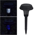 Black solar insect killing lawn lamp with dual white and UV purple lights for garden mosquito control