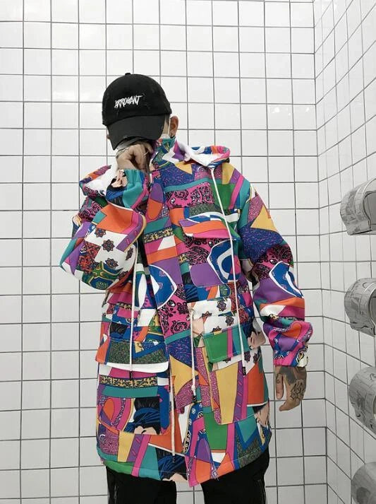 Graffiti trench coat in 100% cotton with unique design