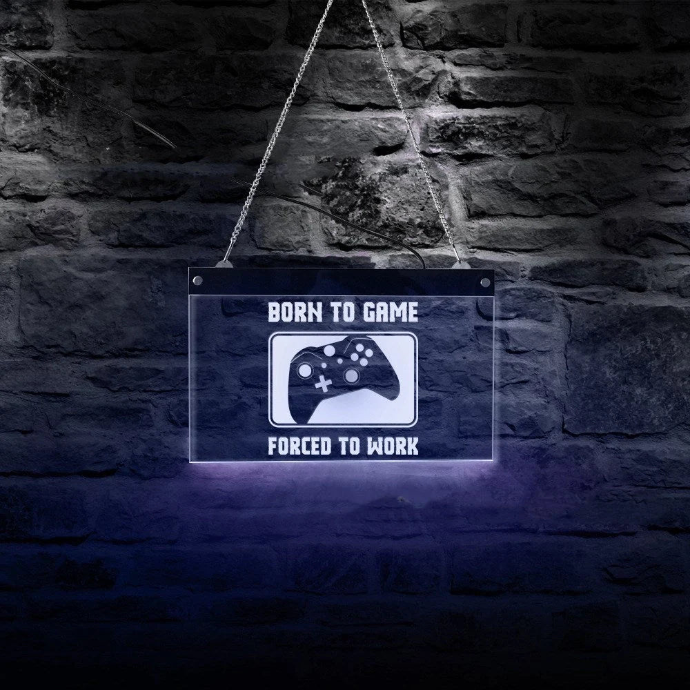 Game console controller logo LED neon light in vibrant colours, perfect for children's rooms and commercial spaces