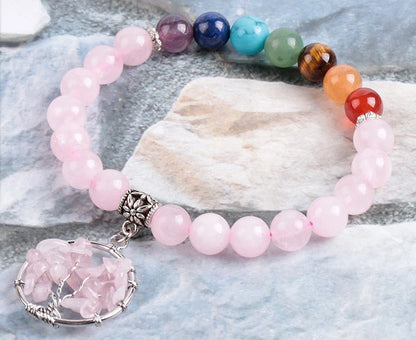 Crystal Beaded Bracelet with seven chakras design and powder crystal beads