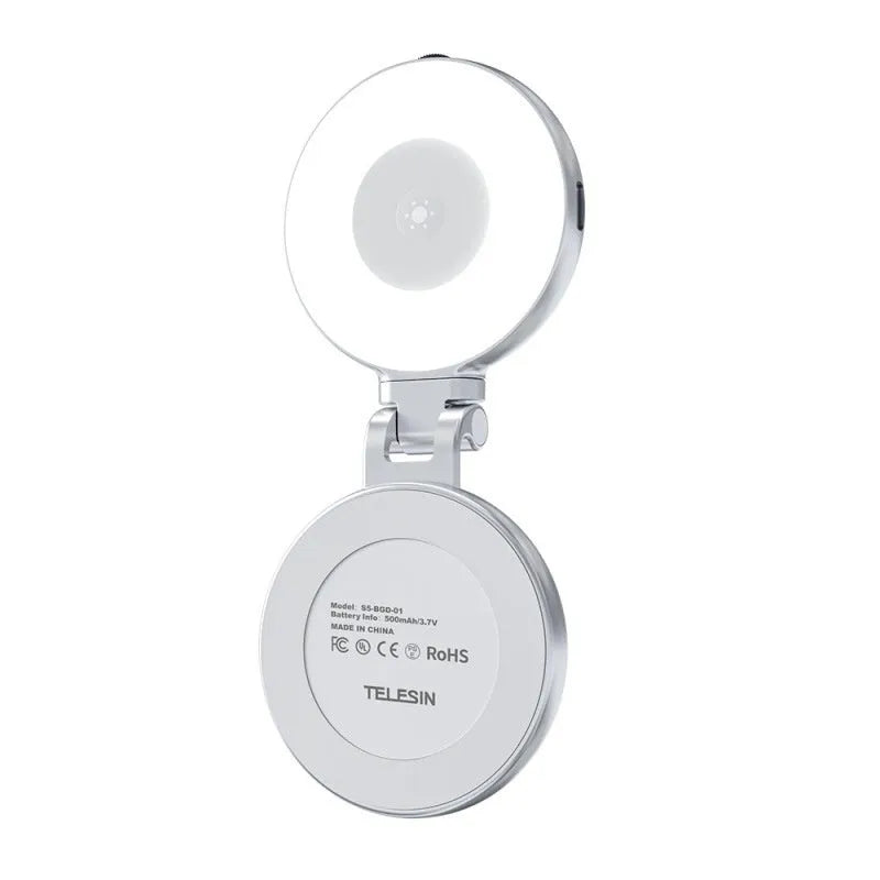 White mobile phone magnetic suction beauty fill light attached to smartphone for selfie lighting