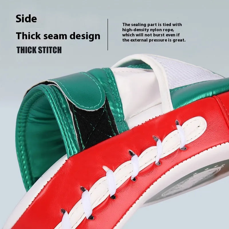 Vertical boxer sanda training target in gold or green PU leather for home martial arts practice.
