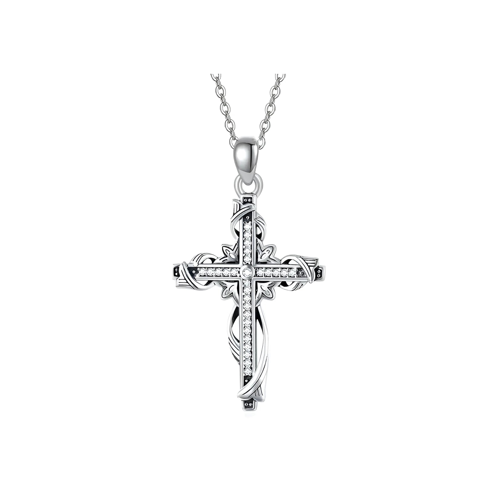 925 sterling silver cross pendant necklace, 26mm by 17.5mm, silver colour for women