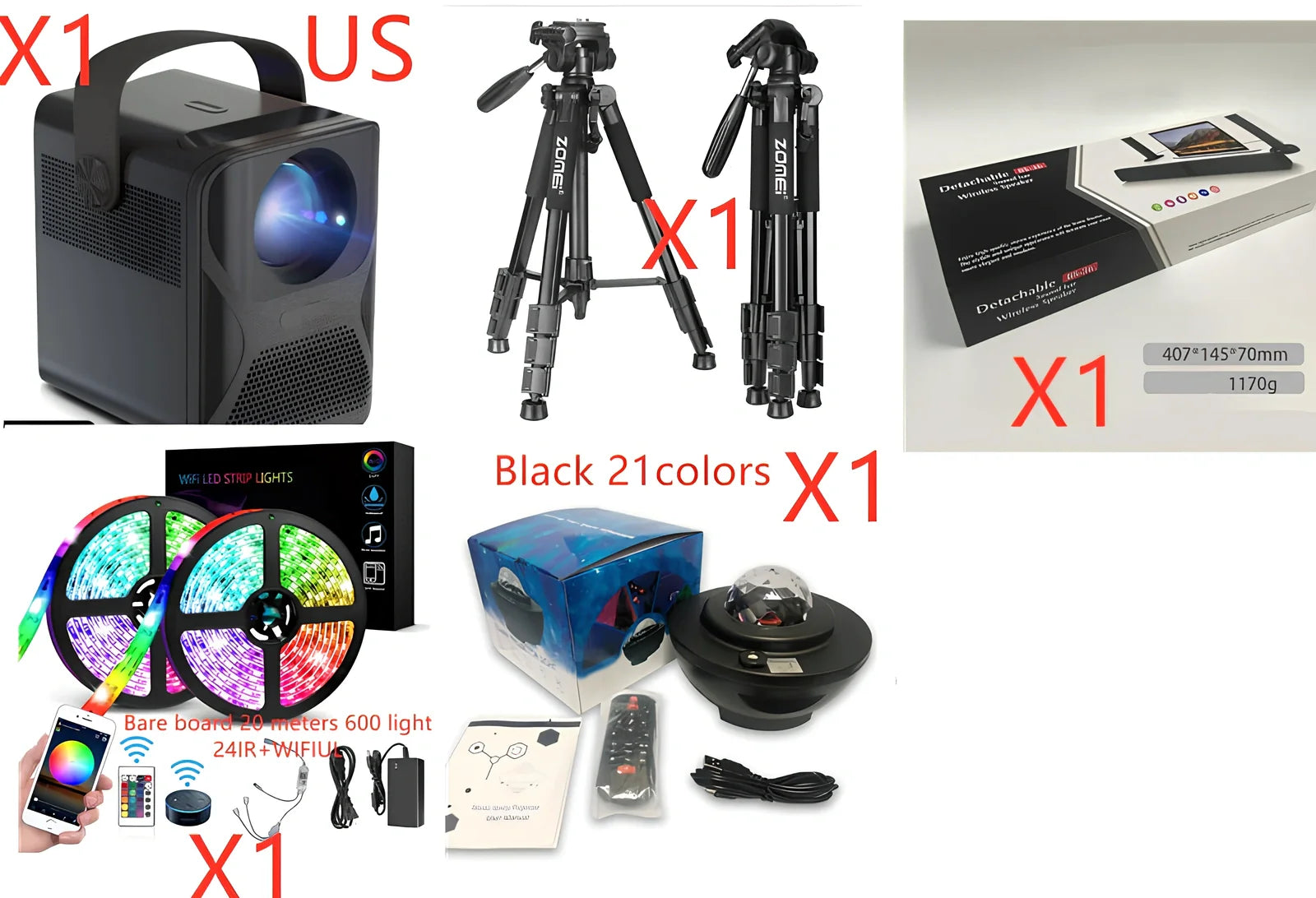 Black Card Combo Bluetooth TV speaker bar, 490x50x50mm, 1.2kg with remote and cables