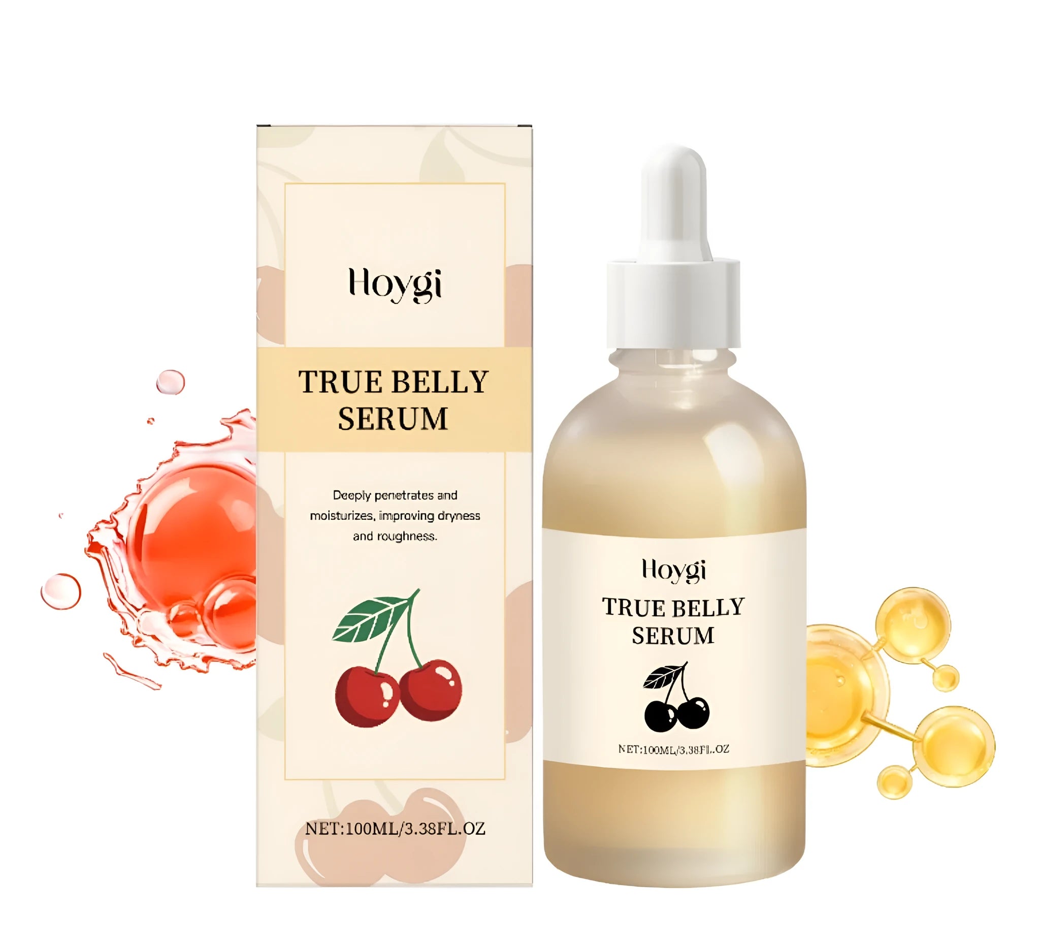 100ml bottle of abdominal firming fluid, a clear hydrating serum for body skin care.