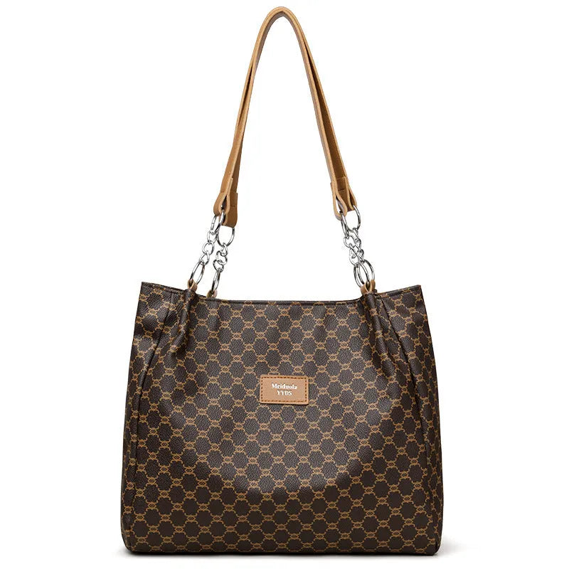 Brown retro fashion women's handbag made from soft PU leather with polyester lining