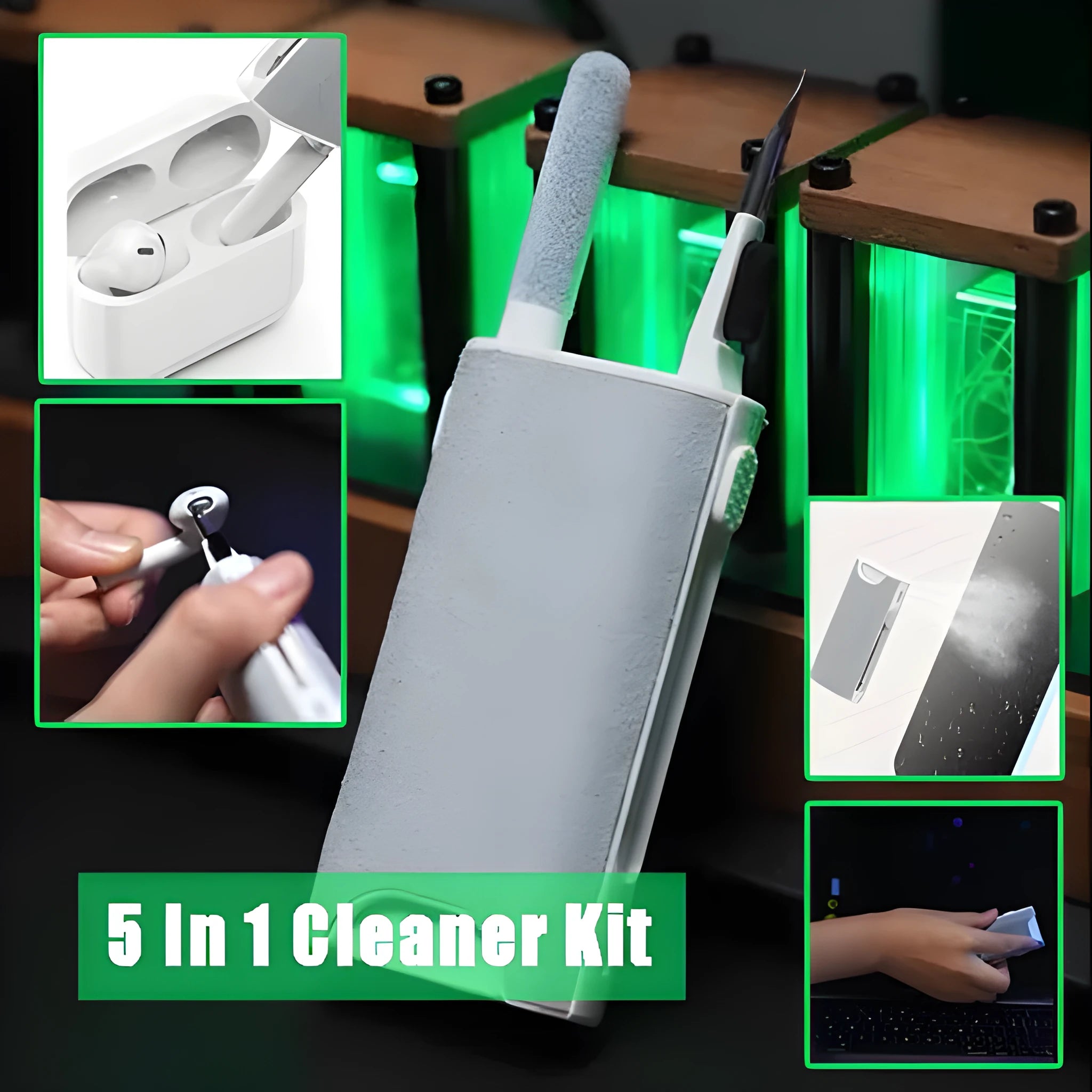 5-in-1 screen cleaner kit with multiple cleaning tools for electronics