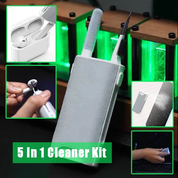 5-in-1 Screen Cleaner Kit for digital devices including earphones, phones, and laptops