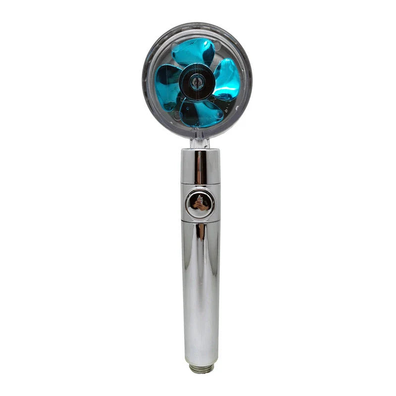 High-pressure handheld shower nozzle with cotton filter and stop button in various colours