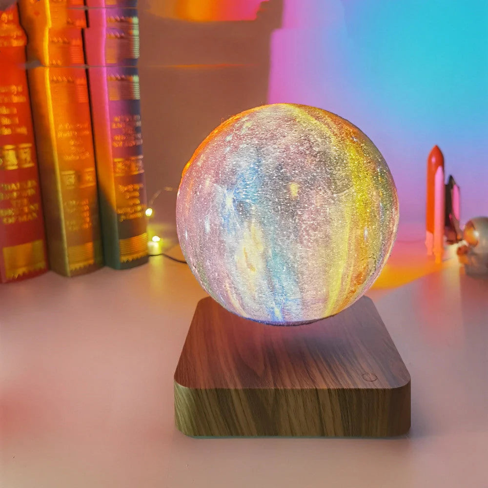 Magnetic Levitation Galaxy Decorative Light floating and rotating in a dark room