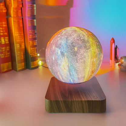 Magnetic Levitation Galaxy Decorative Light floating and rotating in a dark room