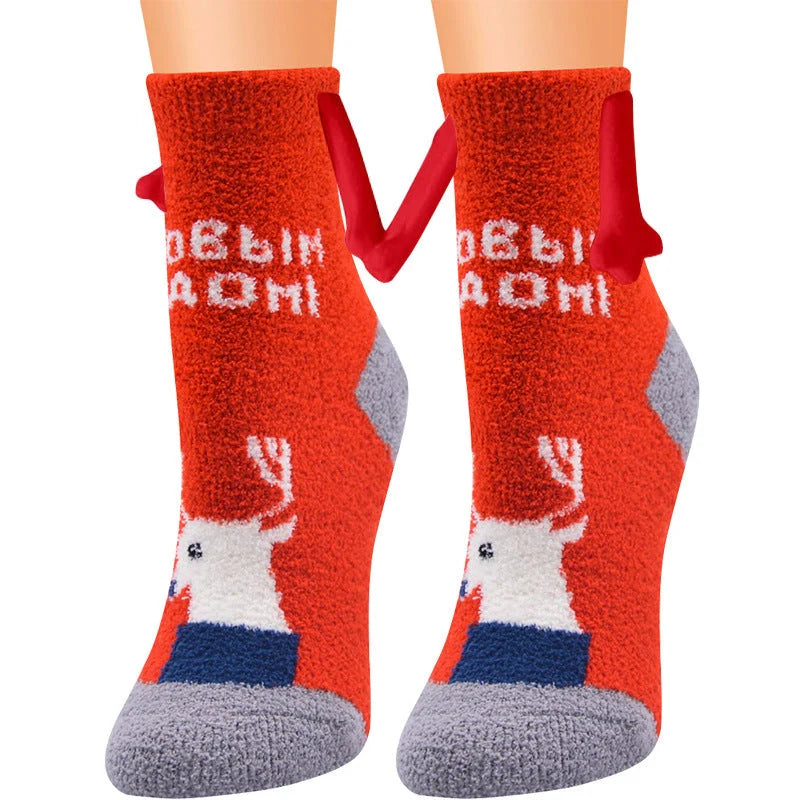 Christmas couple socks with magnetic suction feature in various animal patterns