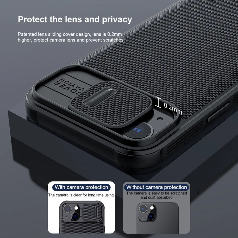 Black textured UniPro PC and TPU protective phone case for Apple iPhone 13 models.
