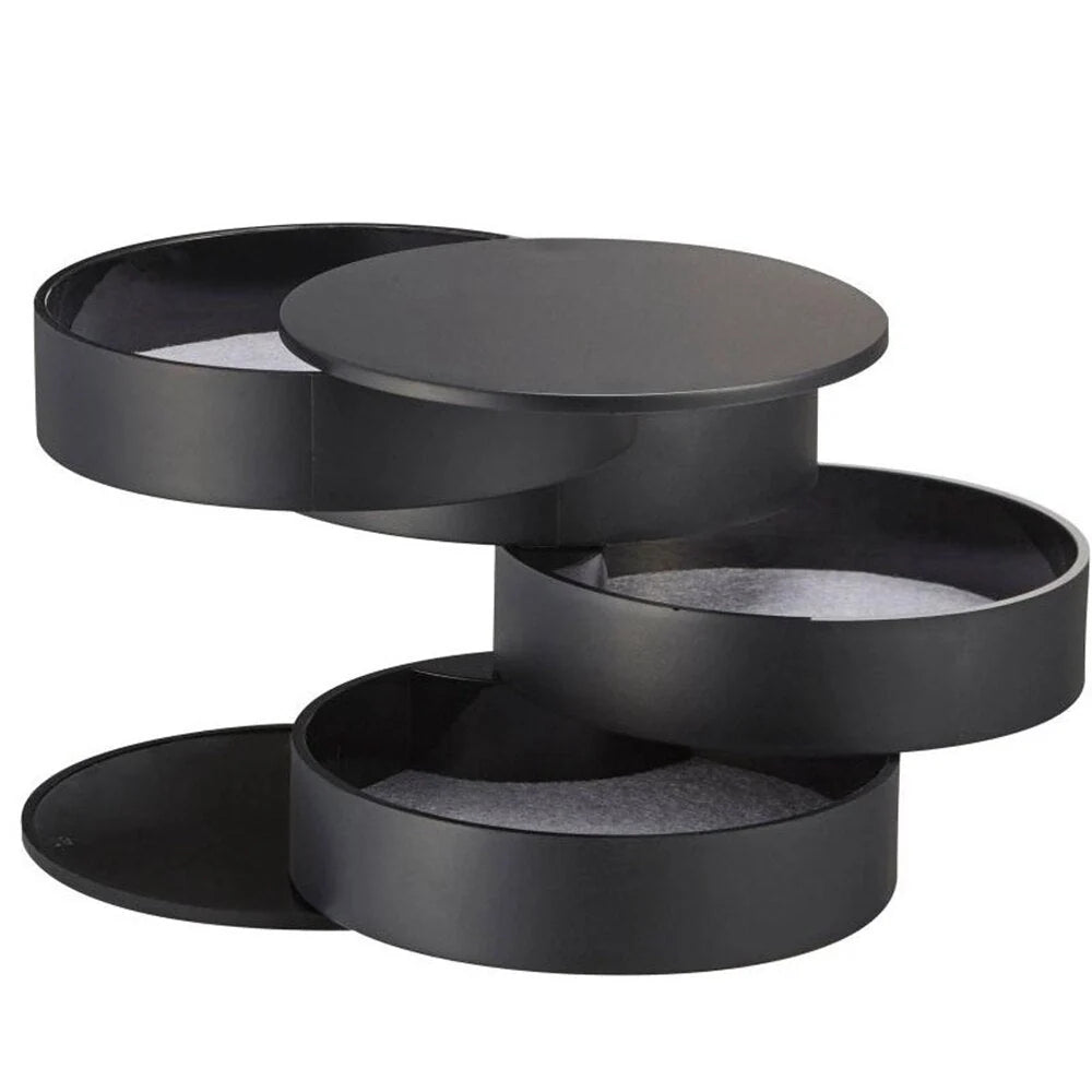 Plastic Jewelry Box Storage Container with 360-degree rotation and four-tiered pallets
