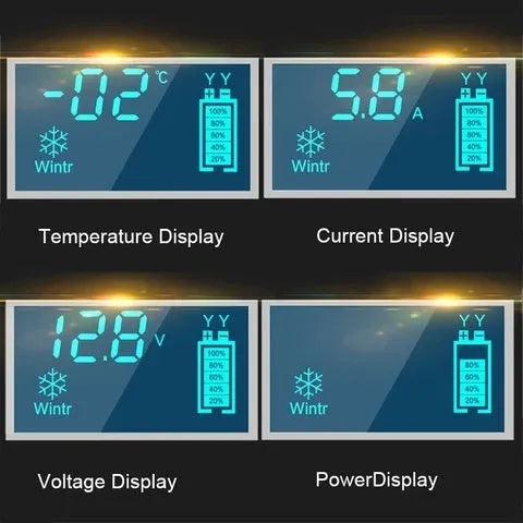 Yellow 12V 6A intelligent automatic car battery charger with cables, 150x85x60mm