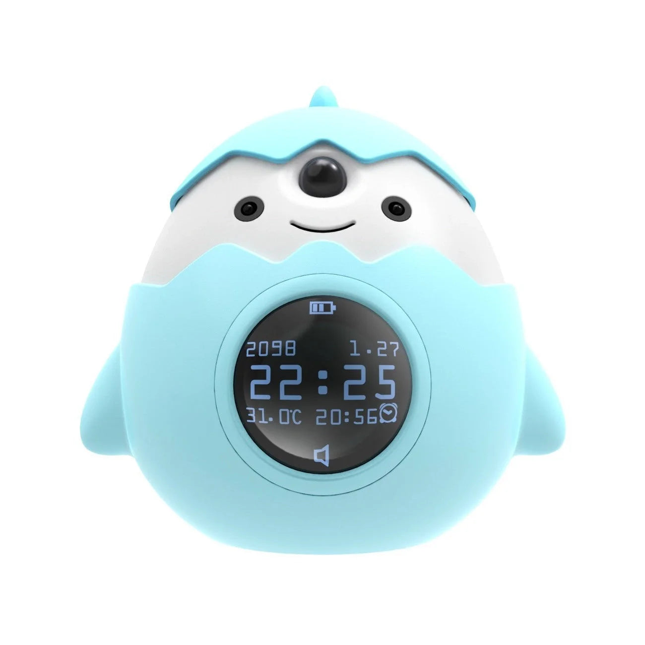 Smart alarm clock with infrared sensing and anti-myopia features in blue and pink