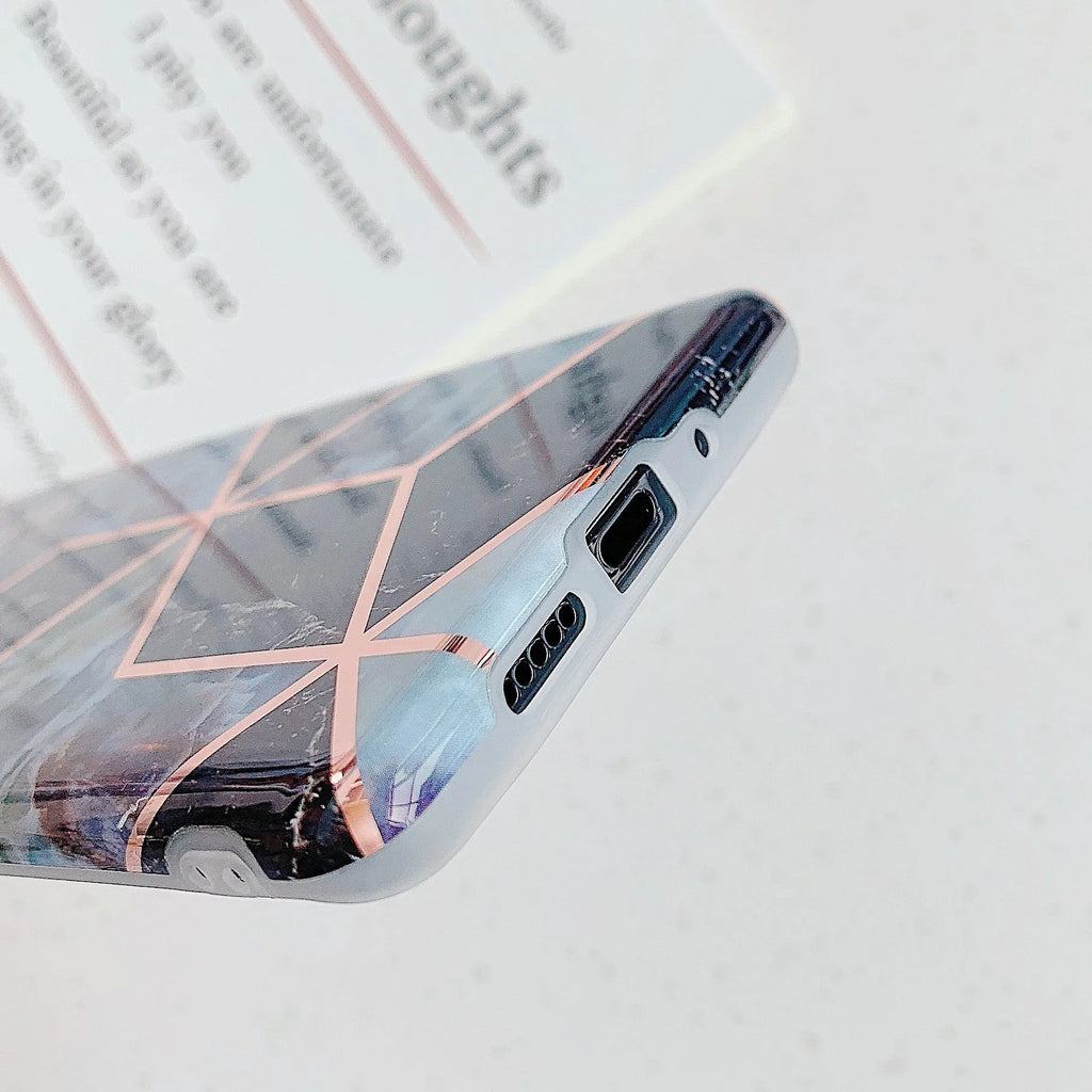 Electroplated marble mobile phone case in TPU back cover style for Huawei and Samsung smartphones