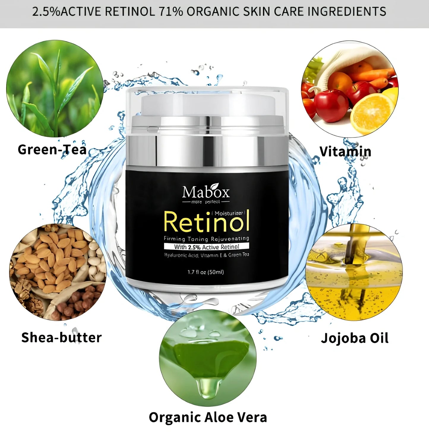 50ml whitening moisturising cream container with SPF30+ protection and hazelnut oil formulation