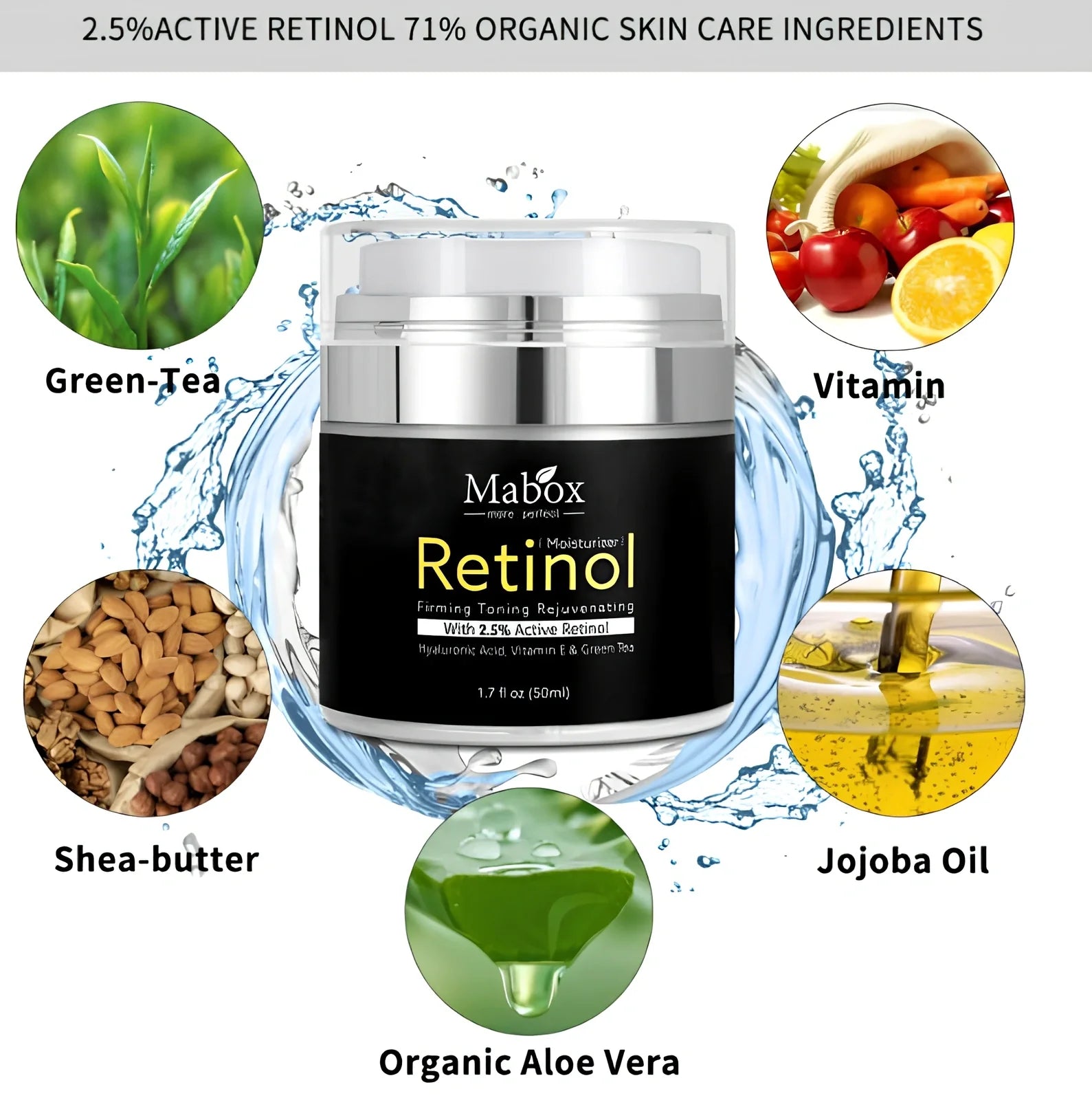 50ml whitening moisturising cream container with SPF30+ protection and hazelnut oil formulation