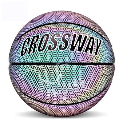 Luminous Reflective Basketball with Crossway Logo in reflective white, black, and colourful black options