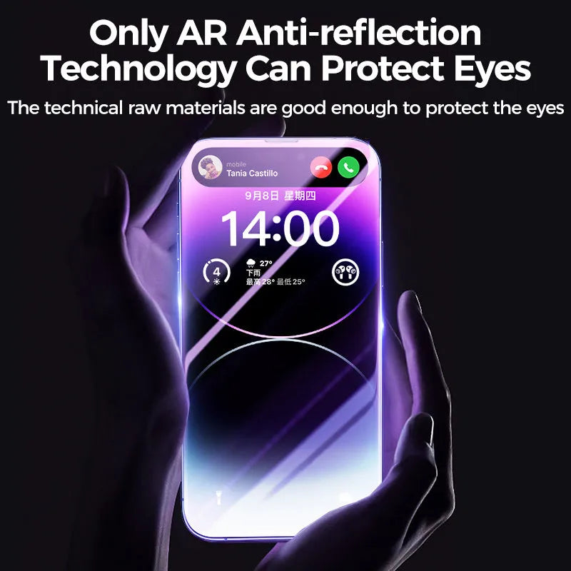 Tempered glass screen protector with anti fingerprint and anti peep features for iPhone