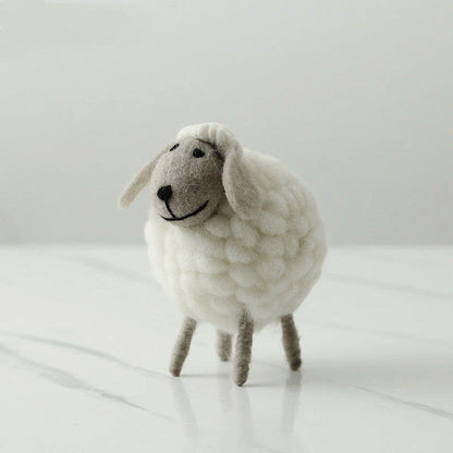 Adorable felt sheep miniature figurines in various colours and sizes for home decoration