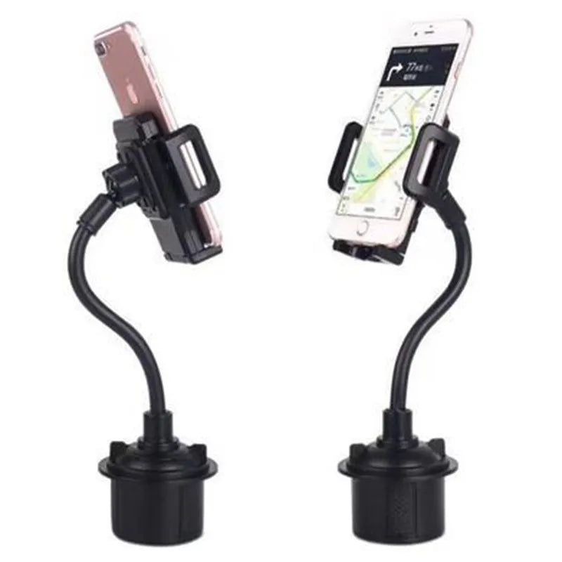 Black universal car phone mount bracket with suction cup, vent clip and adjustable side handles