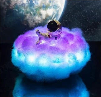 Astronaut Cloud Lamp with Colorful Lights and Rainbow Effect - Whimsical Night Light with Playful Astronaut Figures and Customizable Settings